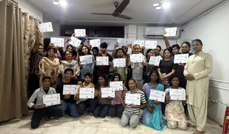 Participants with their certificates after the Entrepreneurship Development Programme at Garima Greh