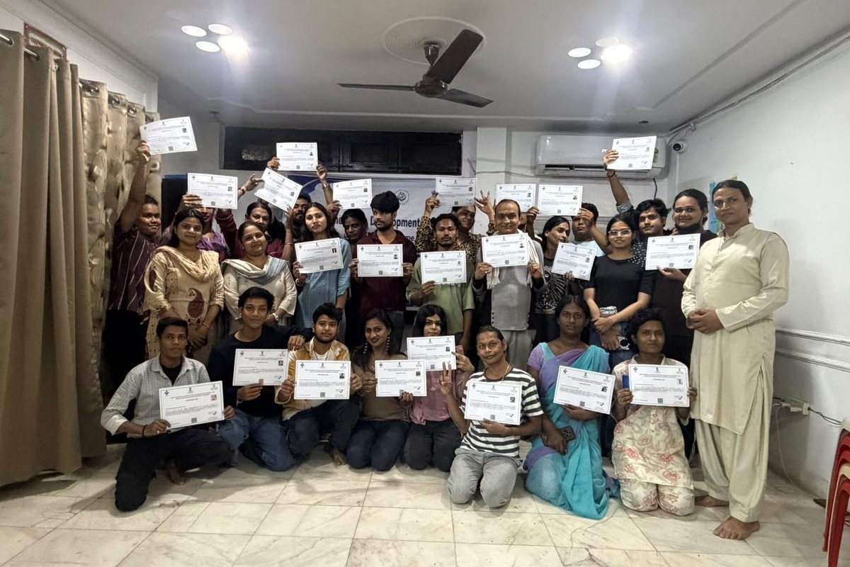 Participants with their certificates after the Entrepreneurship Development Programme at Garima Greh